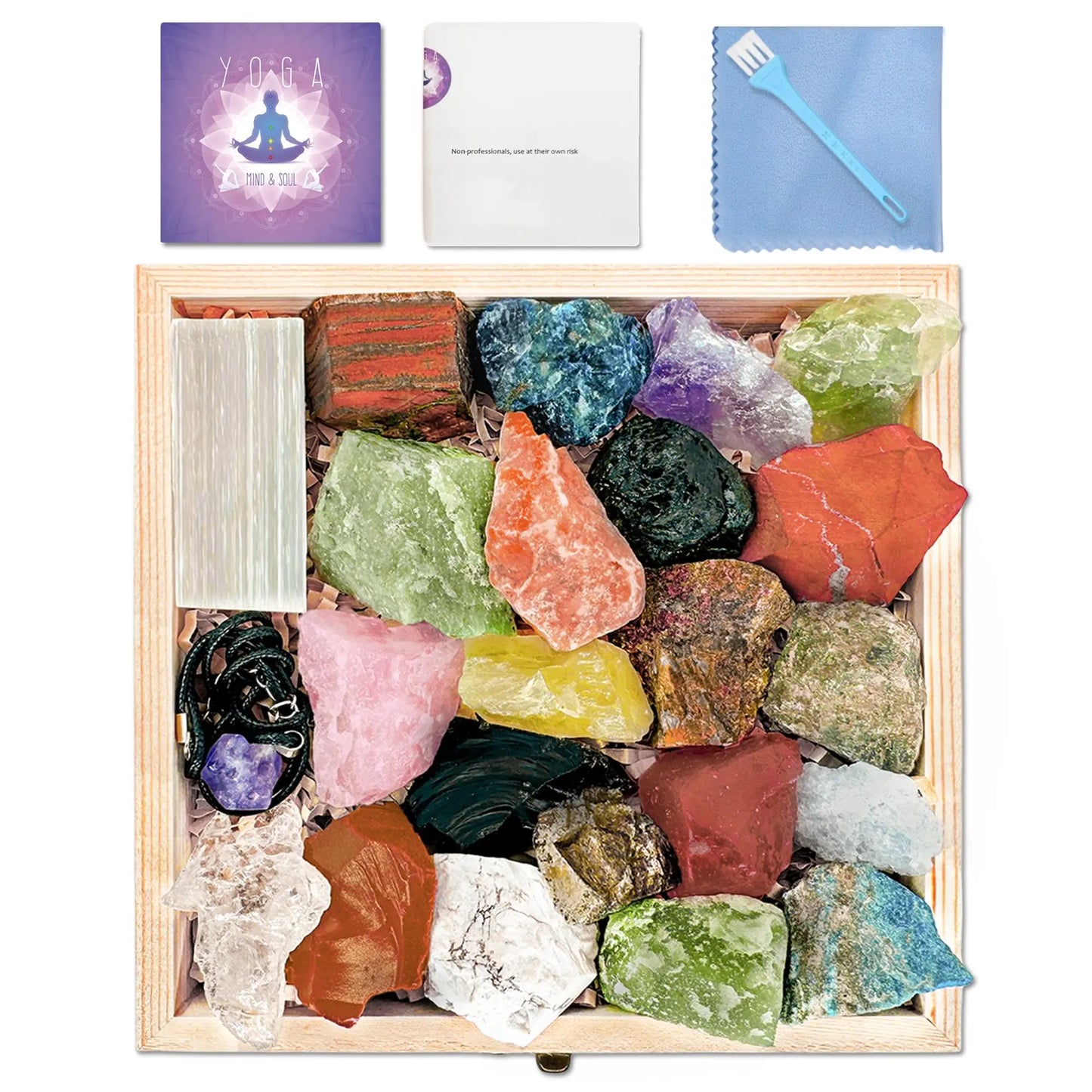 22pc Essential Healing Crystals & Stones Set with Guide