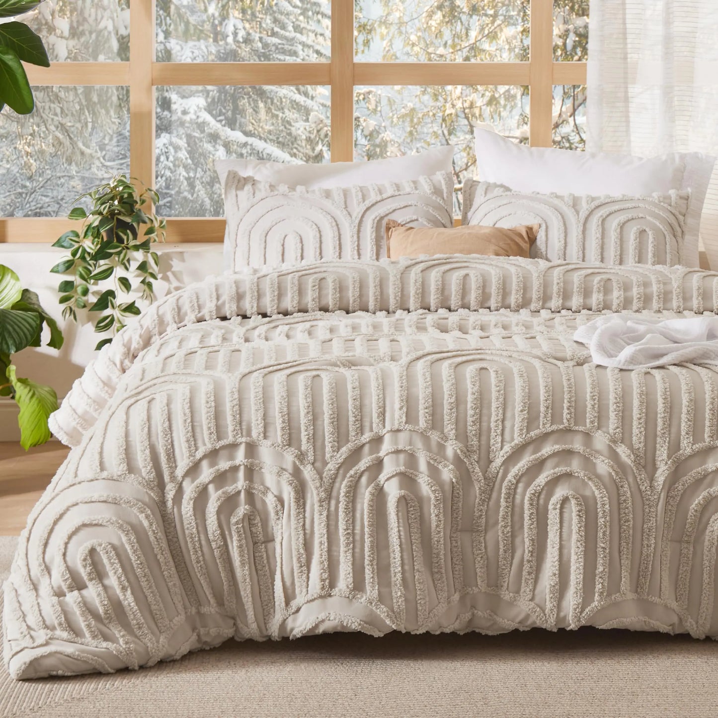 Bedsure Boho Tufted Queen Comforter Set