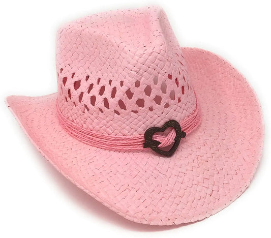 Boho Chic Pink Straw Cowgirl Hat