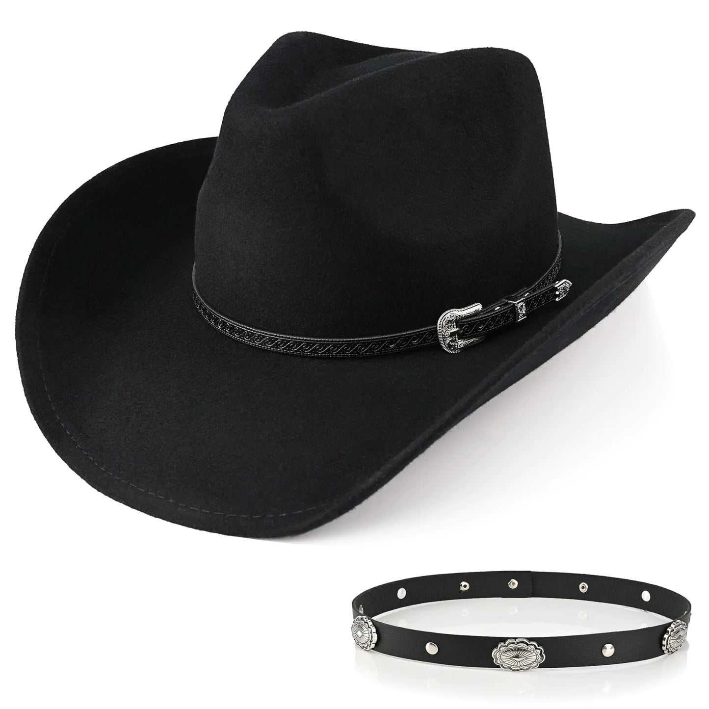 Classic Wool Cowboy Hat with Dual Bands