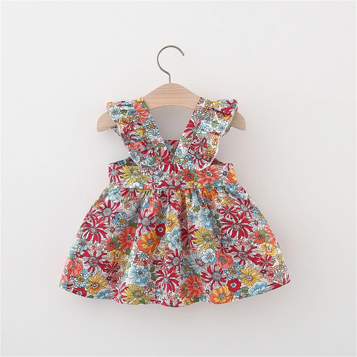 0-3-year-old children's dress bag summer 2/piece set, baby girl full body printed small flying sleeve princess dress