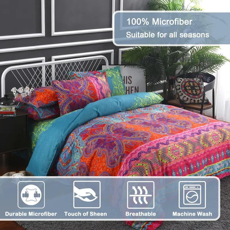 Boho Chic 3-Piece Duvet Set with Pillowcases