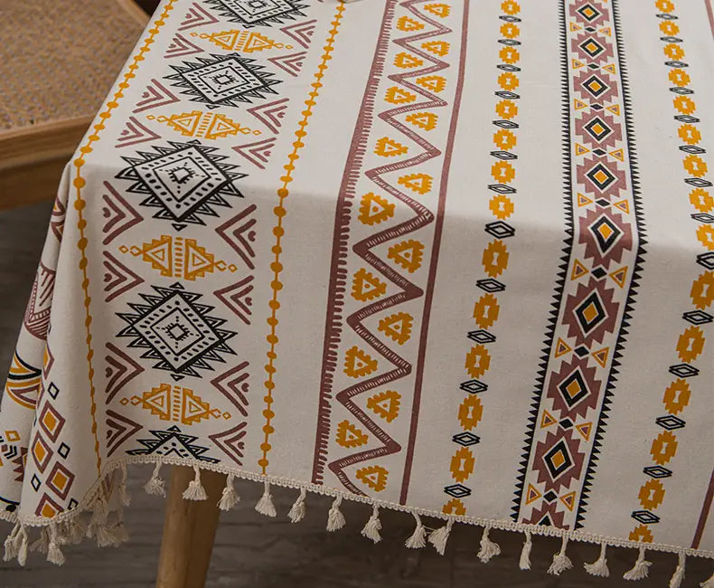 Boho Chic Cotton-Linen Tablecloth