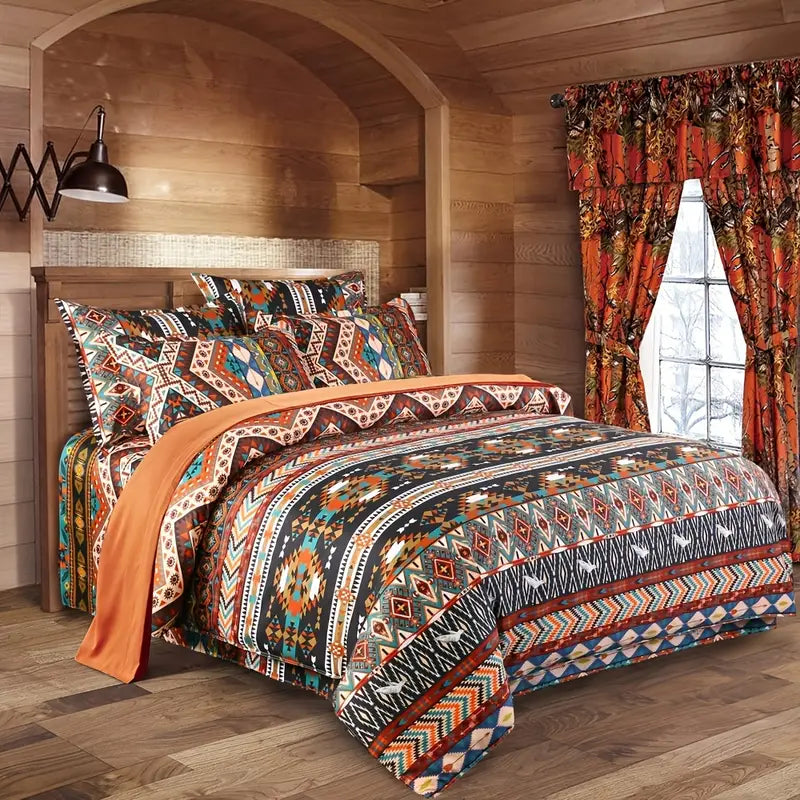 3pcs Boho Striped Geometric Bedding Duvet Cover Set