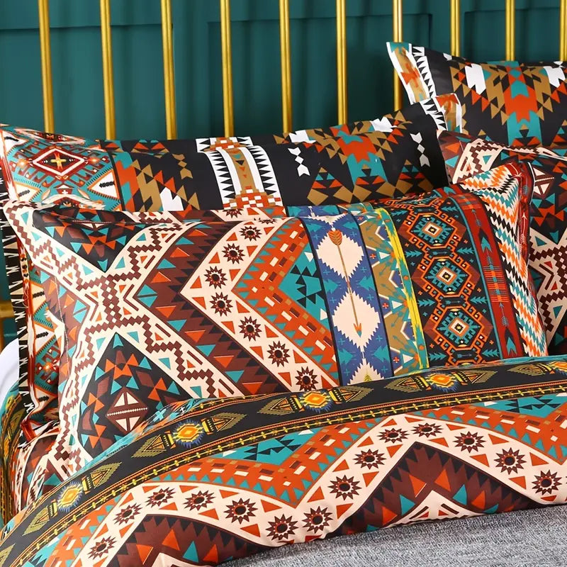 3pcs Boho Striped Geometric Bedding Duvet Cover Set