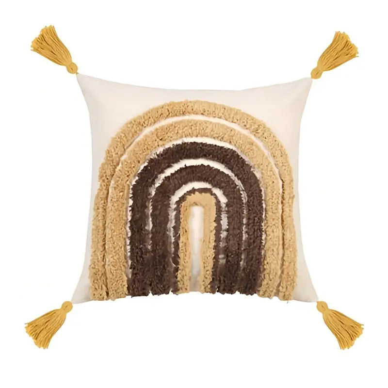 Boho Textured Throw Pillow Case 18x18in with Tassels