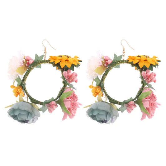 Boho Exaggerated Flower Hoop Earrings for Bridesmaids