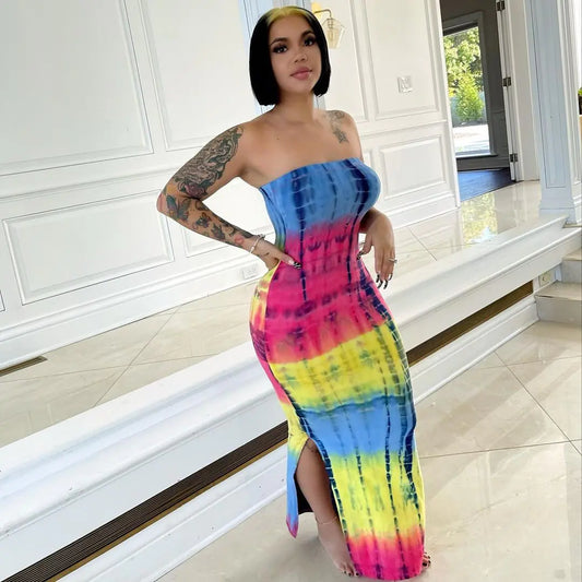 New Fall Winter Tie-Dye Print Women's Dresses
