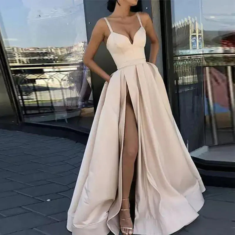 Elegant Satin Halter Party Dress