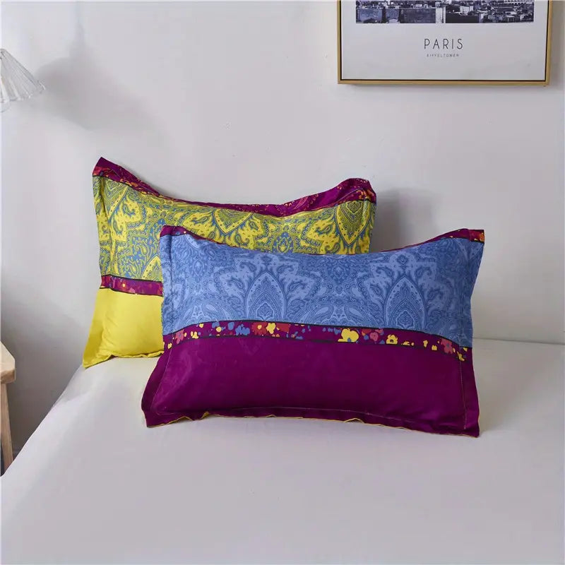 3-Piece Colorful Striped Boho Duvet Cover Set