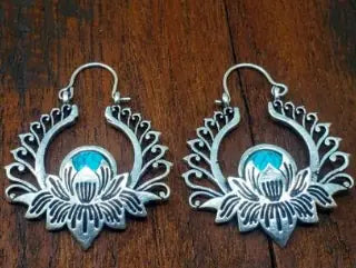 Turquoise Lotus Boho Earrings