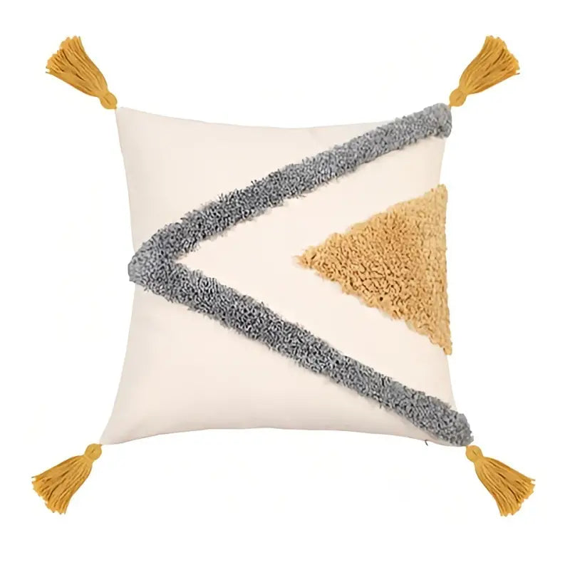 Boho Textured Throw Pillow Case 18x18in with Tassels