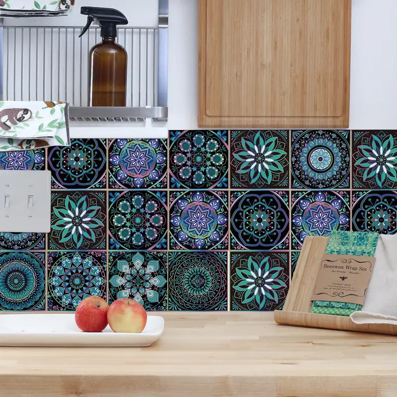 10pcs Boho DIY Peel and Stick Waterproof Tile Stickers