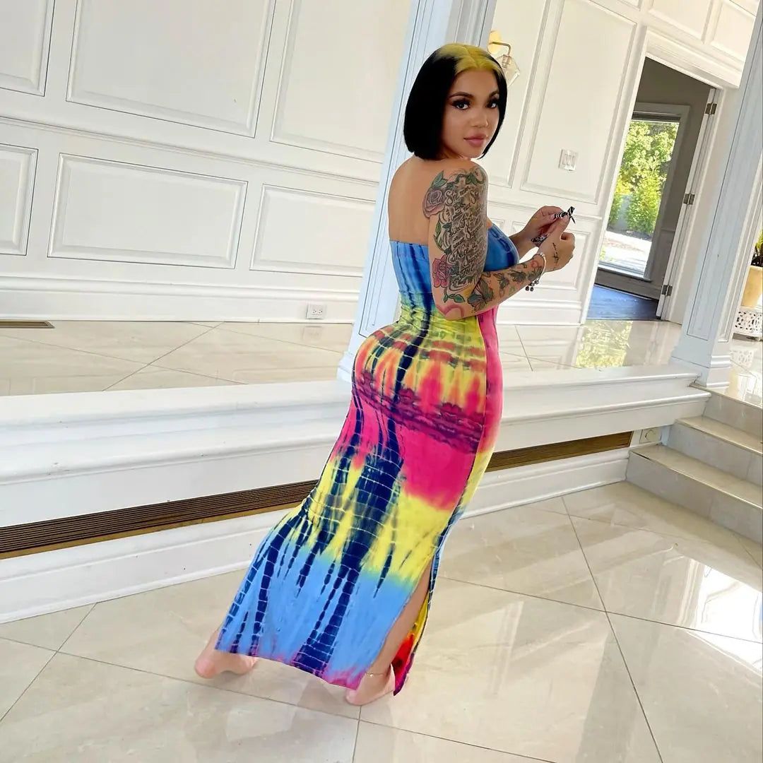 New Fall Winter Tie-Dye Print Women's Dresses