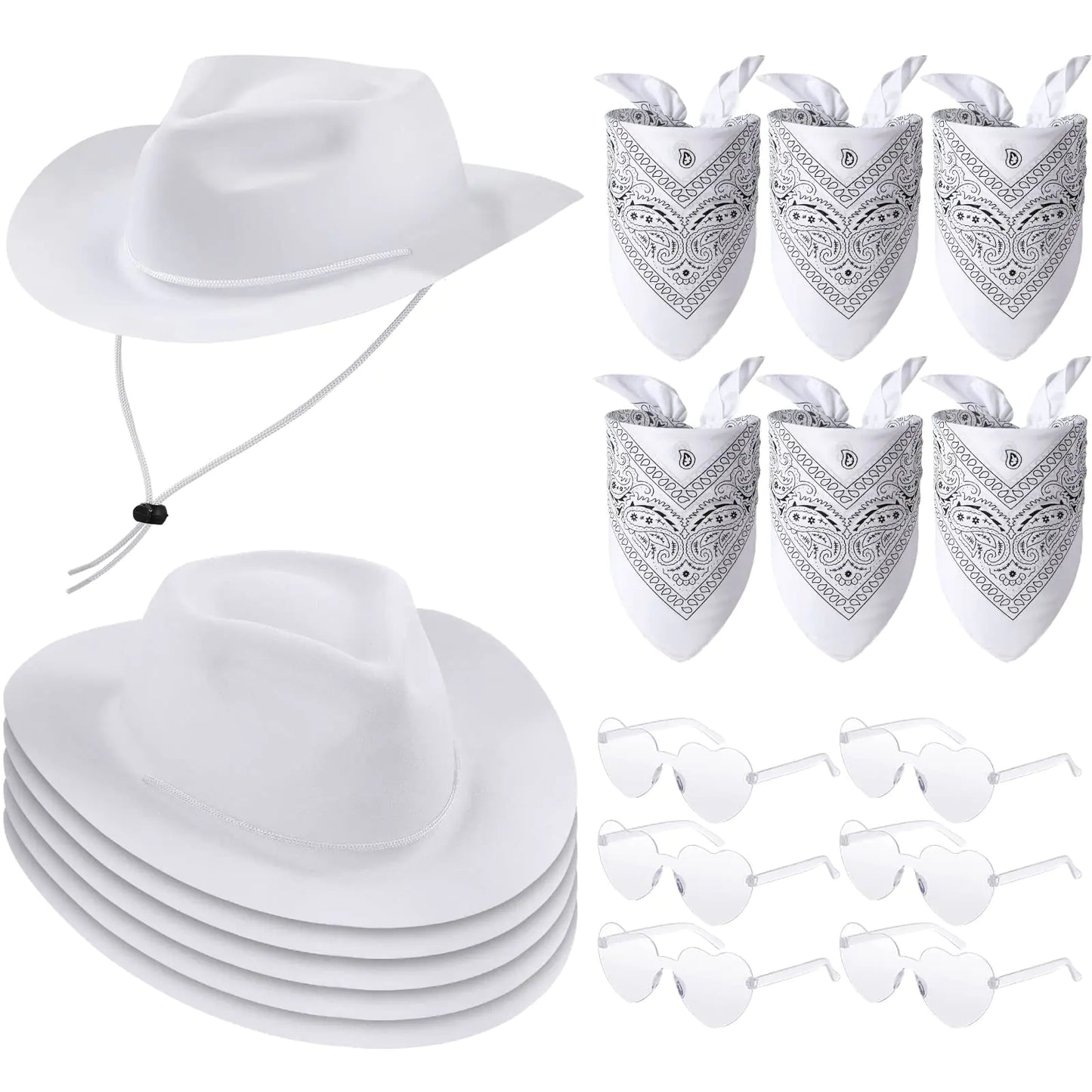 Cowboy Fiesta 18-Piece Party Pack with Hats, Bandanas, and Glasses