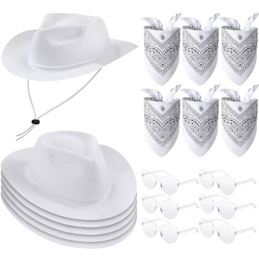 Cowboy Fiesta 18-Piece Party Pack with Hats, Bandanas, and Glasses