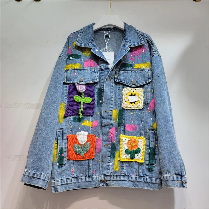 Graffiti Printed Denim Jacket