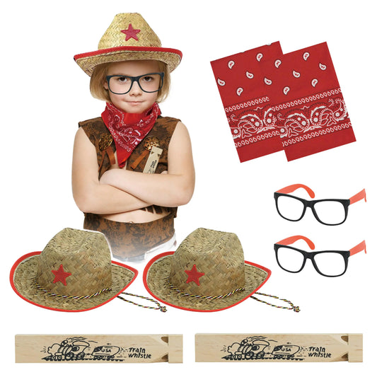 Kids Rodeo Cowboy Ensemble: Hats, Bandanas & Glasses Set
