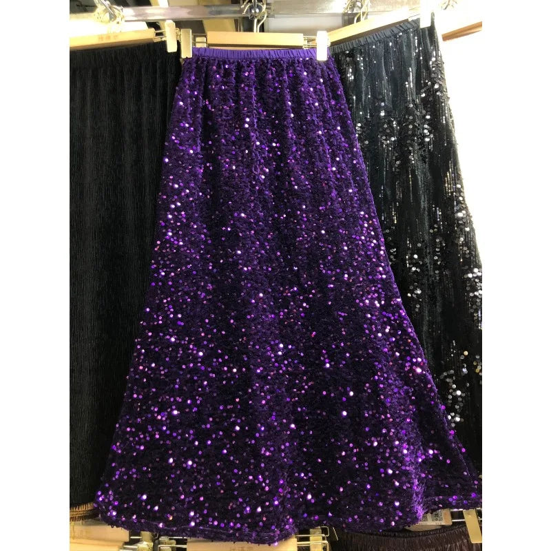 Sequins Patchwork A-line Skirts