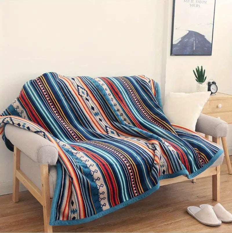 Boho Striped Comfort Flannel Blanket