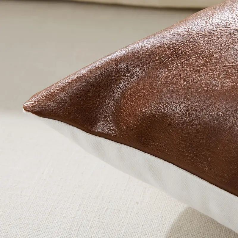 Chic Faux Leather Boho Pillow Cover 18x18