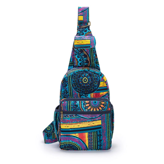 Boho Elephant Canvas Sling Backpack