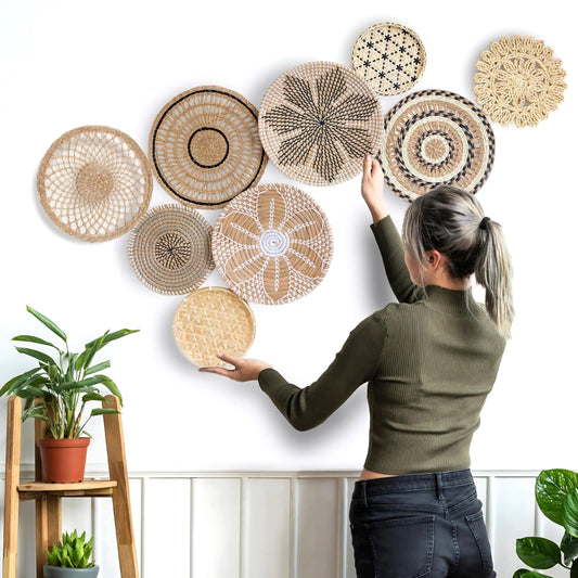 Bohemian Woven Wall Basket Ensemble - Set of 9