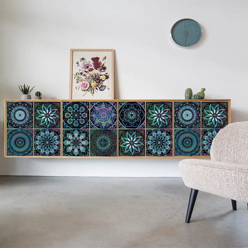 10pcs Boho DIY Peel and Stick Waterproof Tile Stickers