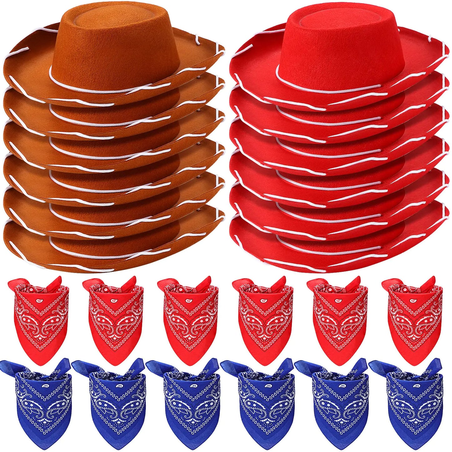 Kids' Cowboy Hats & Bandanas 24-Piece Set
