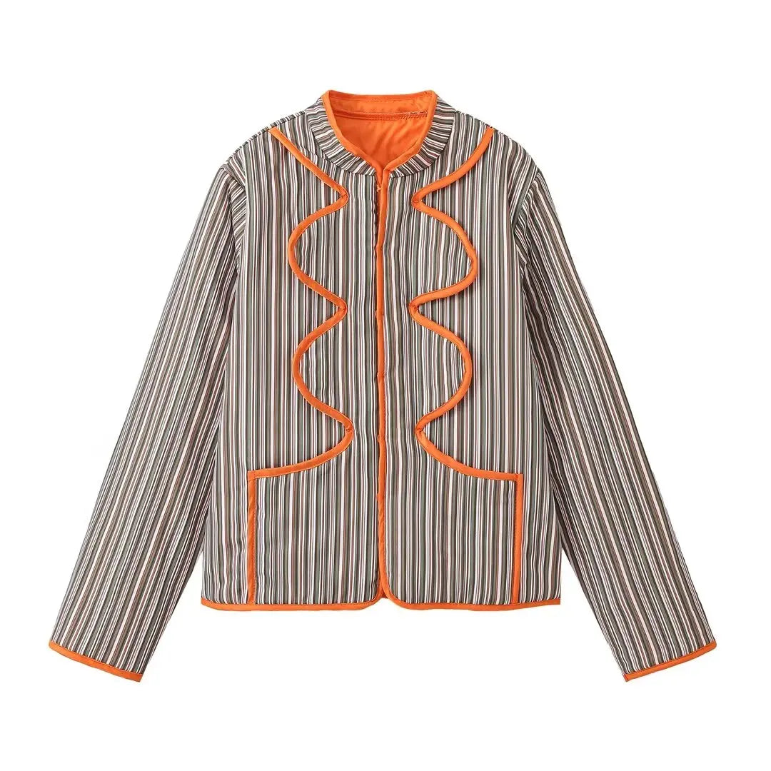 Contrast Colour Stripes Long Sleeve Coat