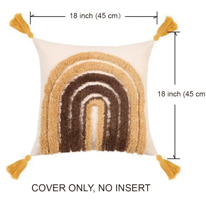 Boho Textured Throw Pillow Case 18x18in with Tassels