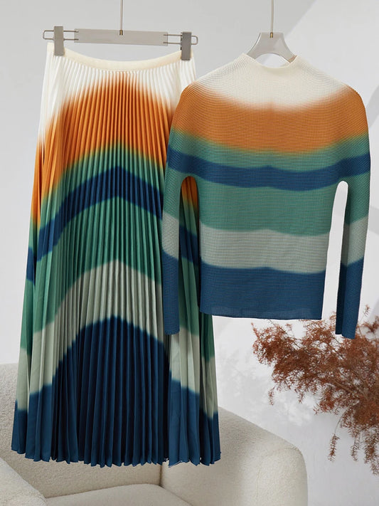 Pleated Colour Block 2 Pieces Set