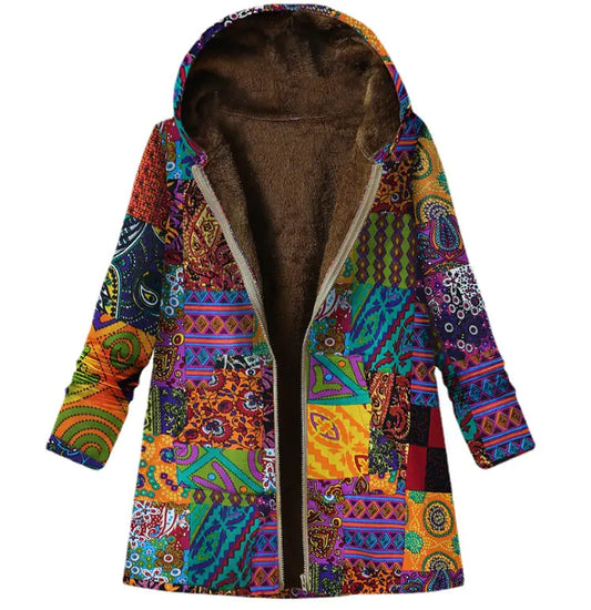 Bohemian Winter Elegance Coat - Oversized Vintage