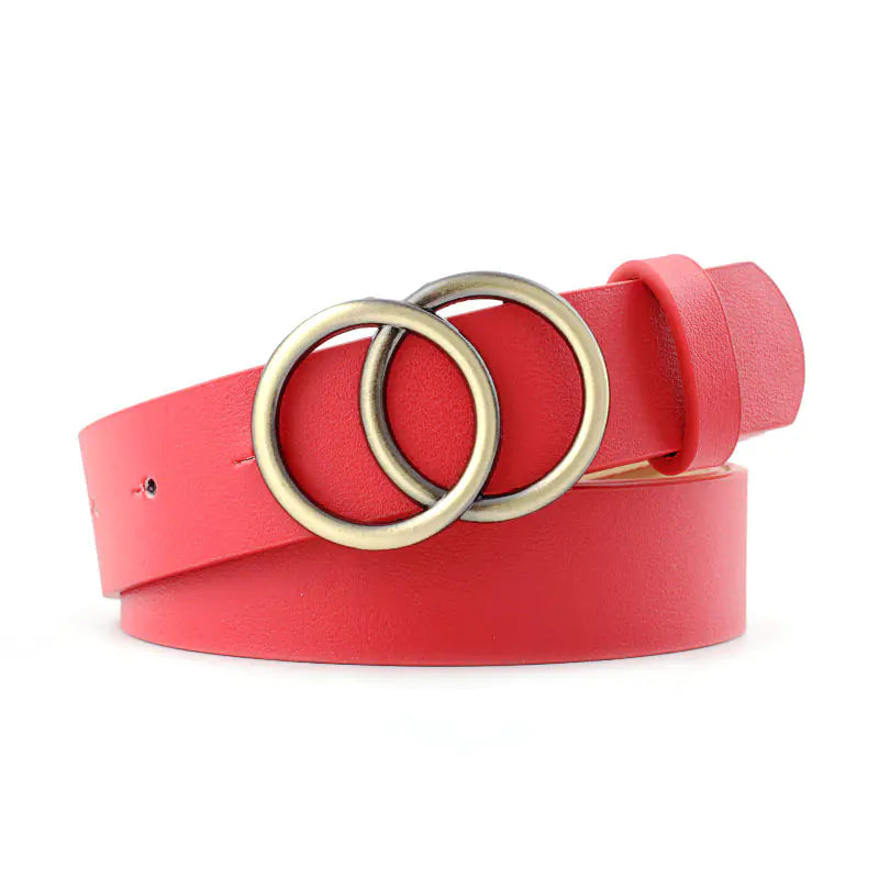 2021 Chic Round Buckle Leatherette Belt