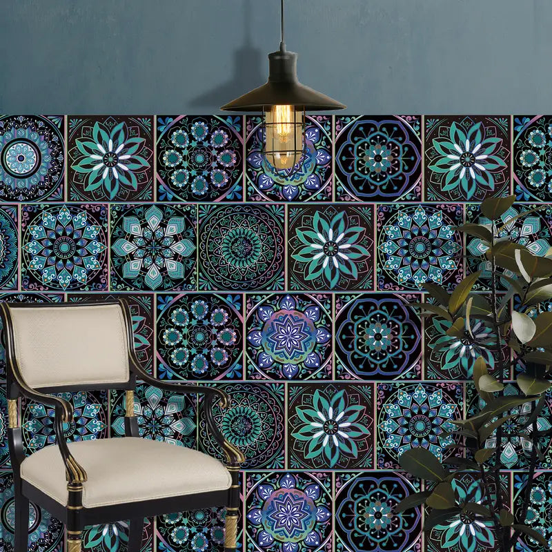 10pcs Boho DIY Peel and Stick Waterproof Tile Stickers