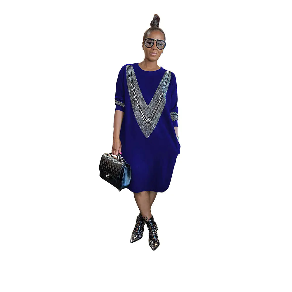 Autumn Chic Women's Cotton V-Neck Dress