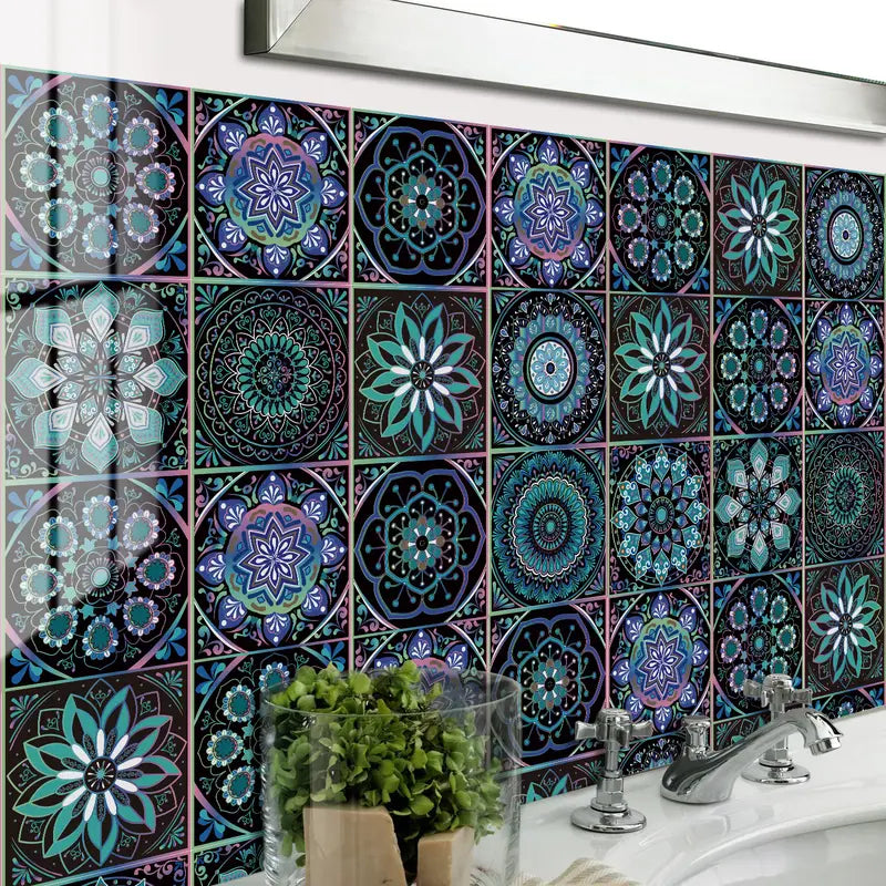 10pcs Boho DIY Peel and Stick Waterproof Tile Stickers