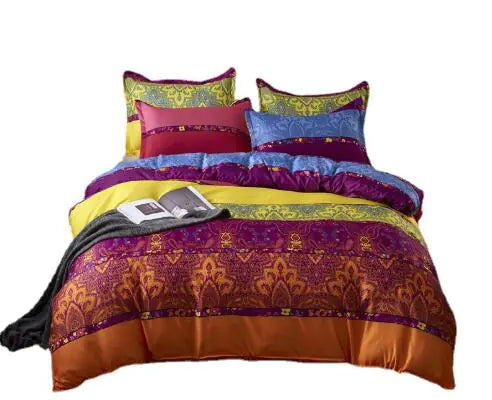 3-Piece Colorful Striped Boho Duvet Cover Set