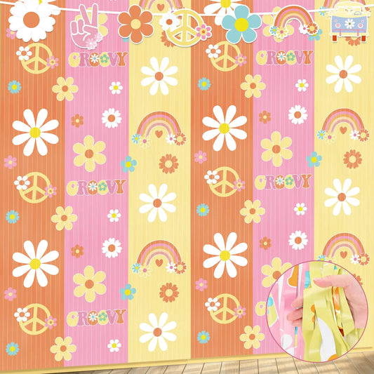 Hippie Daisy Fringe Backdrop Twin Pack - 3.3x6.6 ft