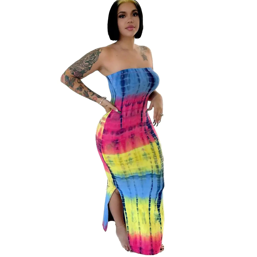 New Fall Winter Tie-Dye Print Women's Dresses