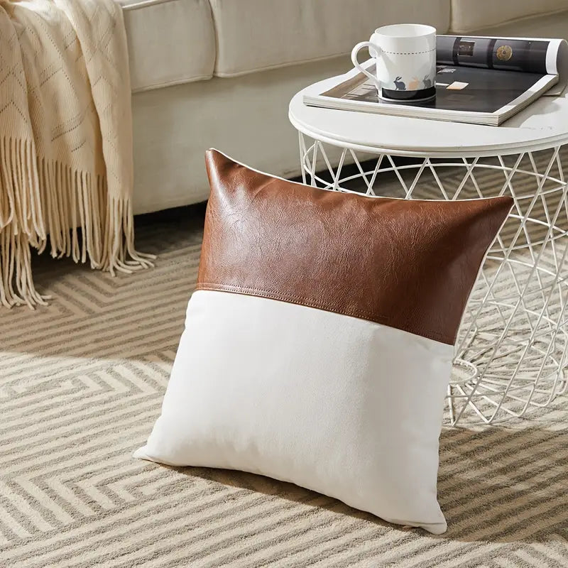 Chic Faux Leather Boho Pillow Cover 18x18